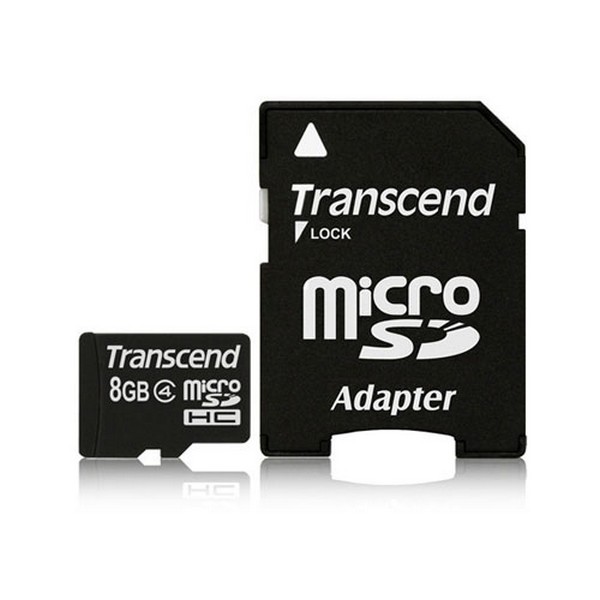 Карта памяти microSDHC Transcend 8Gb Class4 + SD adapter (TS8GUSDHC4)-728