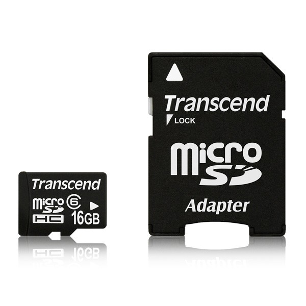 Карта памяти microSDHC Transcend 16Gb Class10 + SD adapter (TS16GUSDHC10)-670