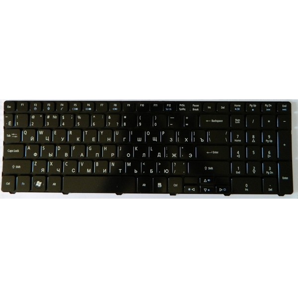 Клавиатура для ноутбука Acer Aspire 5236, 5336, 5410, 5538, 5553, eMahines E440, E640, E730, G640, black, frame, rus-2256